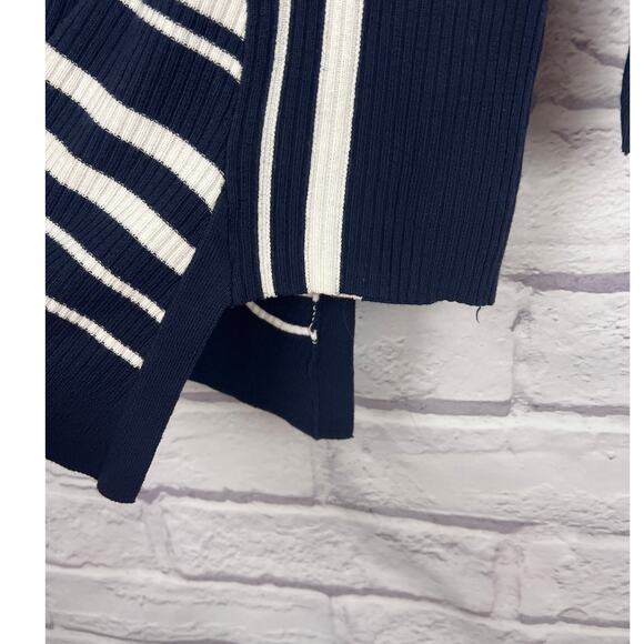 Chico's Women's M‎ Nautical Coastal Preppy Artsy Asymmetrical Hem Tunic Sweater - Picture 6 of 11